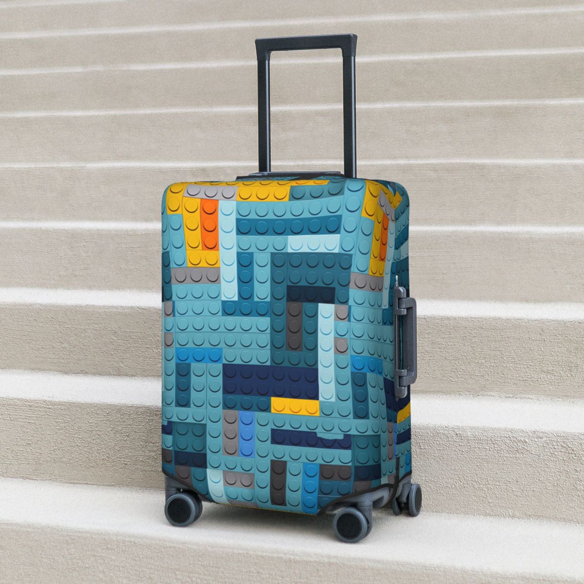 Tech Accessories Travel - Blue Tech Pixel Building Blocks Texture