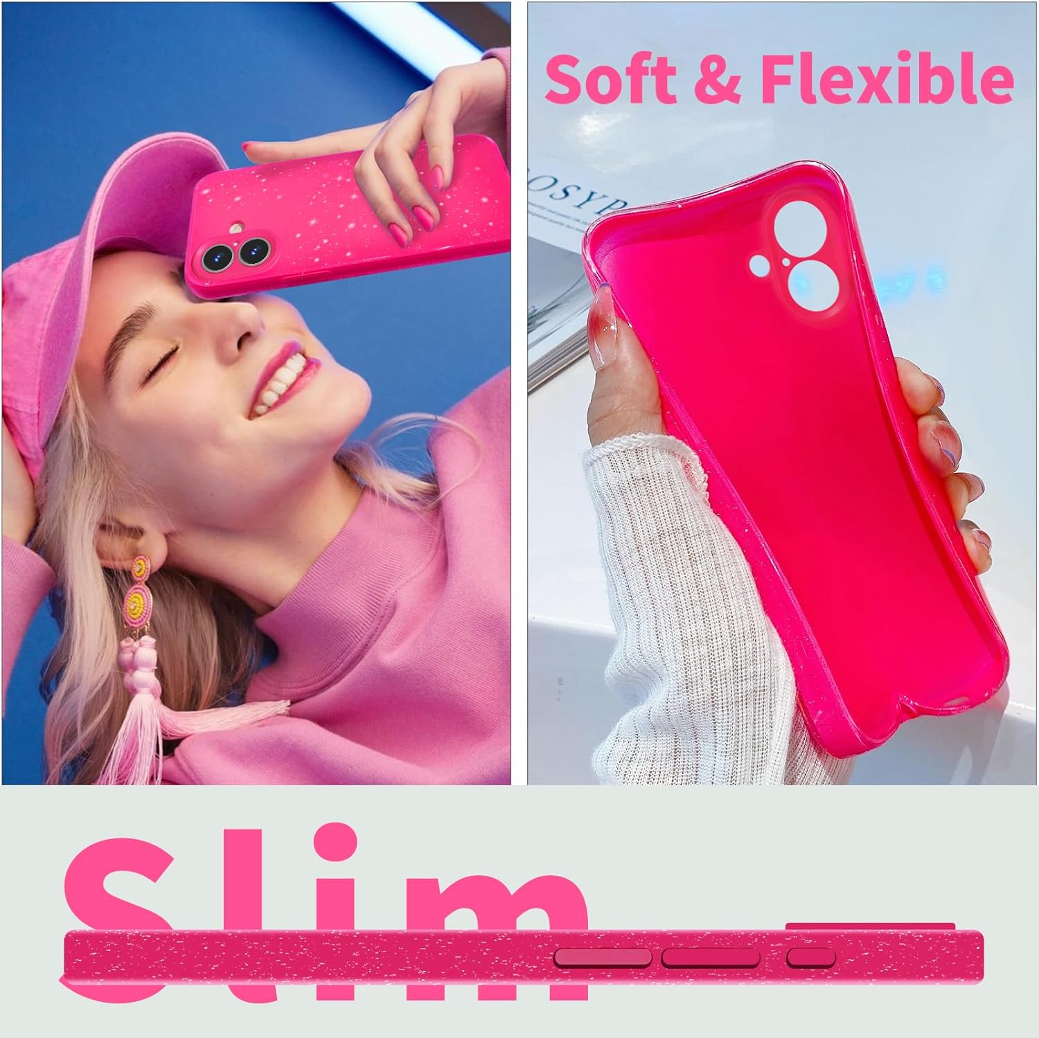 Hot Pink Rose Glitter Case For - Tech Accessories Iphone ulasan dan harga