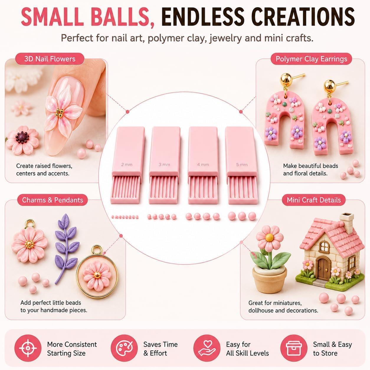 4PCS 3D Print Clay Gel Ball Ma - Nail Tech Accessories ulasan dan harga