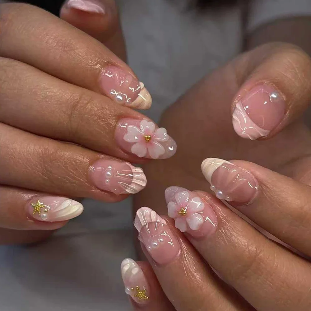 Short Oval 3D Pearl Shell Fren - Nail Tech Accessories ulasan dan harga
